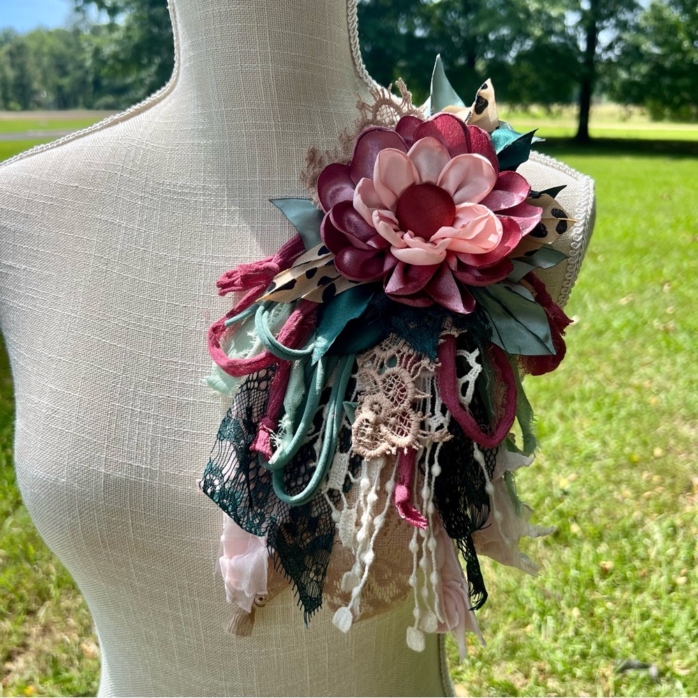 Scrappy Fabric Flower Pin